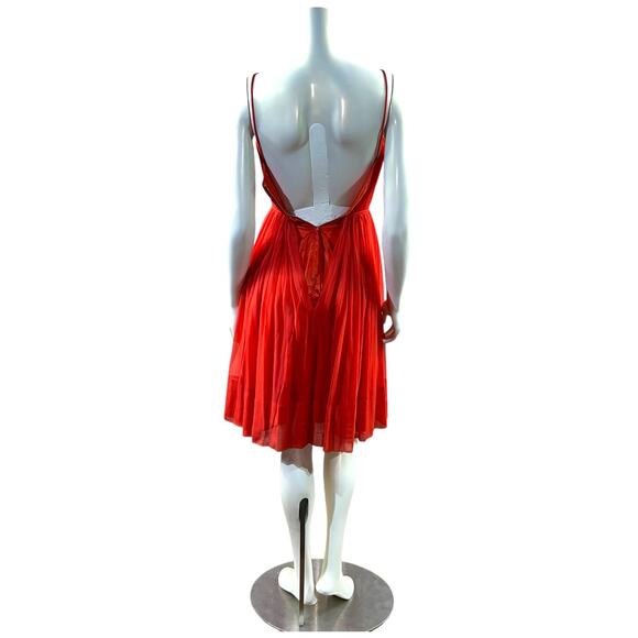 Howard Hirsh California 1950s Red Orange Chiffon Party Dress XS/S Full Skirt - Picture 4 of 11